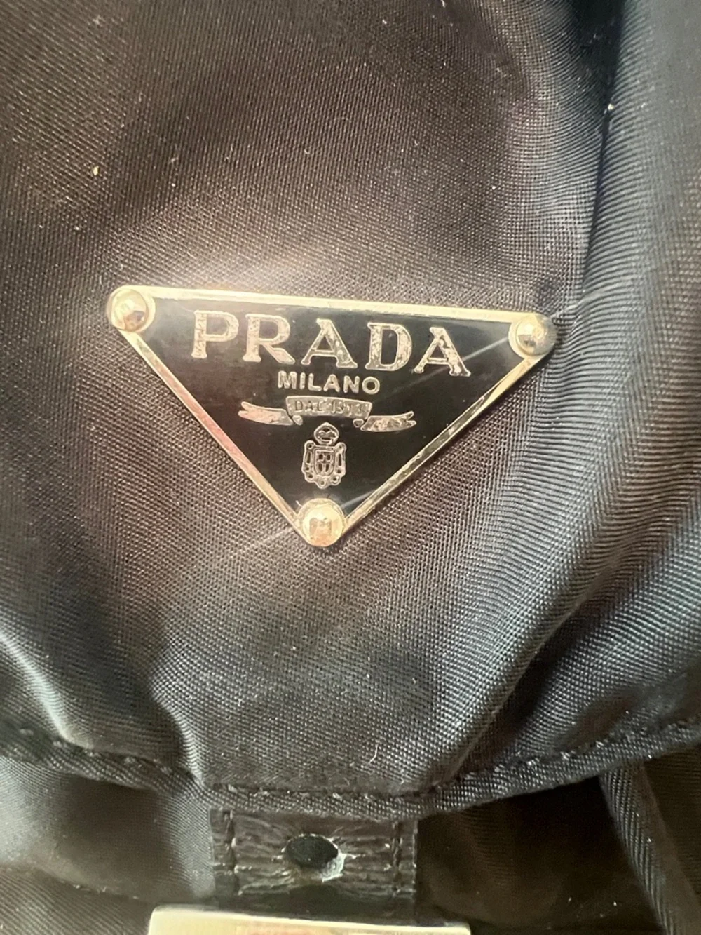 Prada Black Nylon Backpack with Leather Trim - Picture 2 of 8